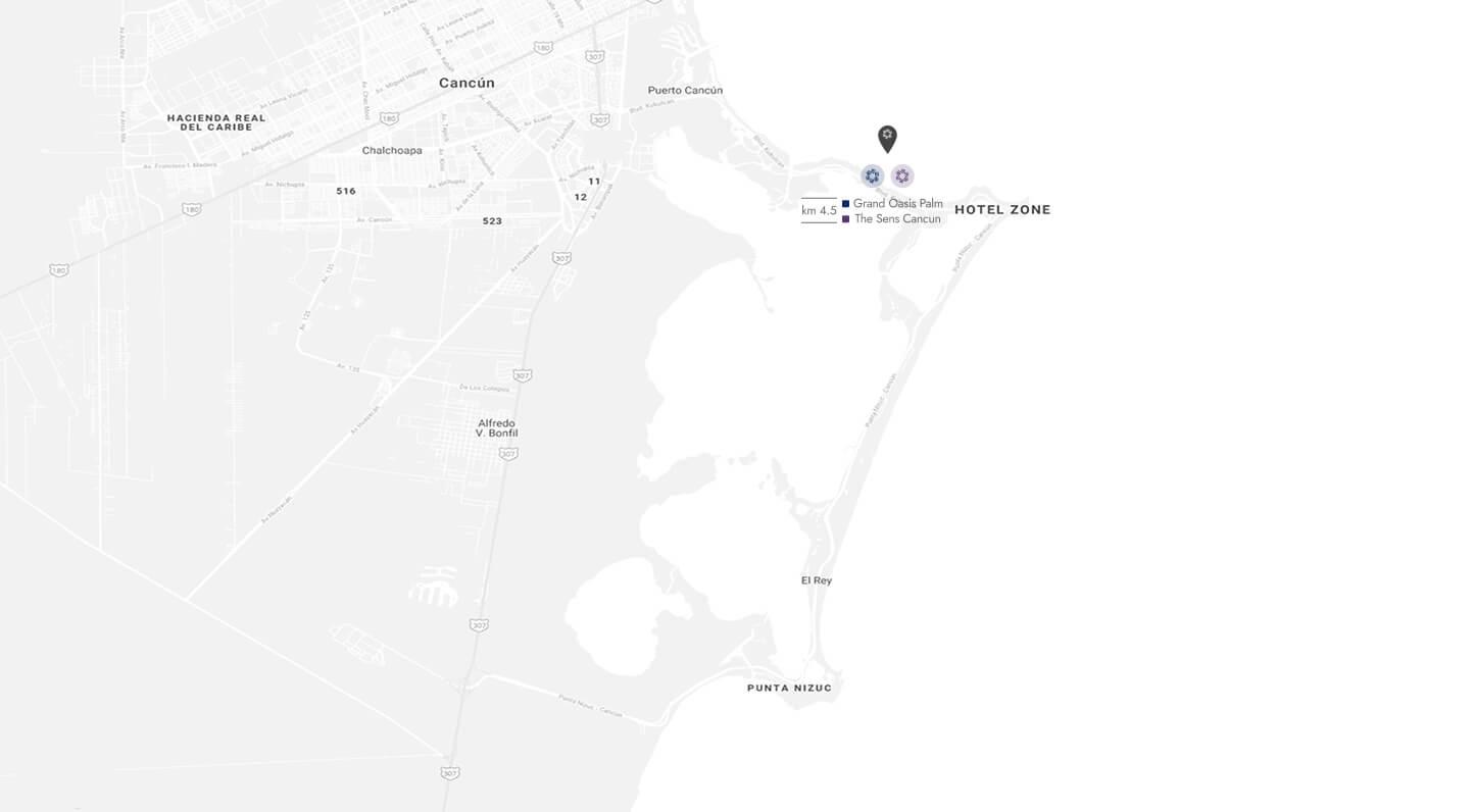 Mapa de ubicación del hotel Grand Oasis Palm