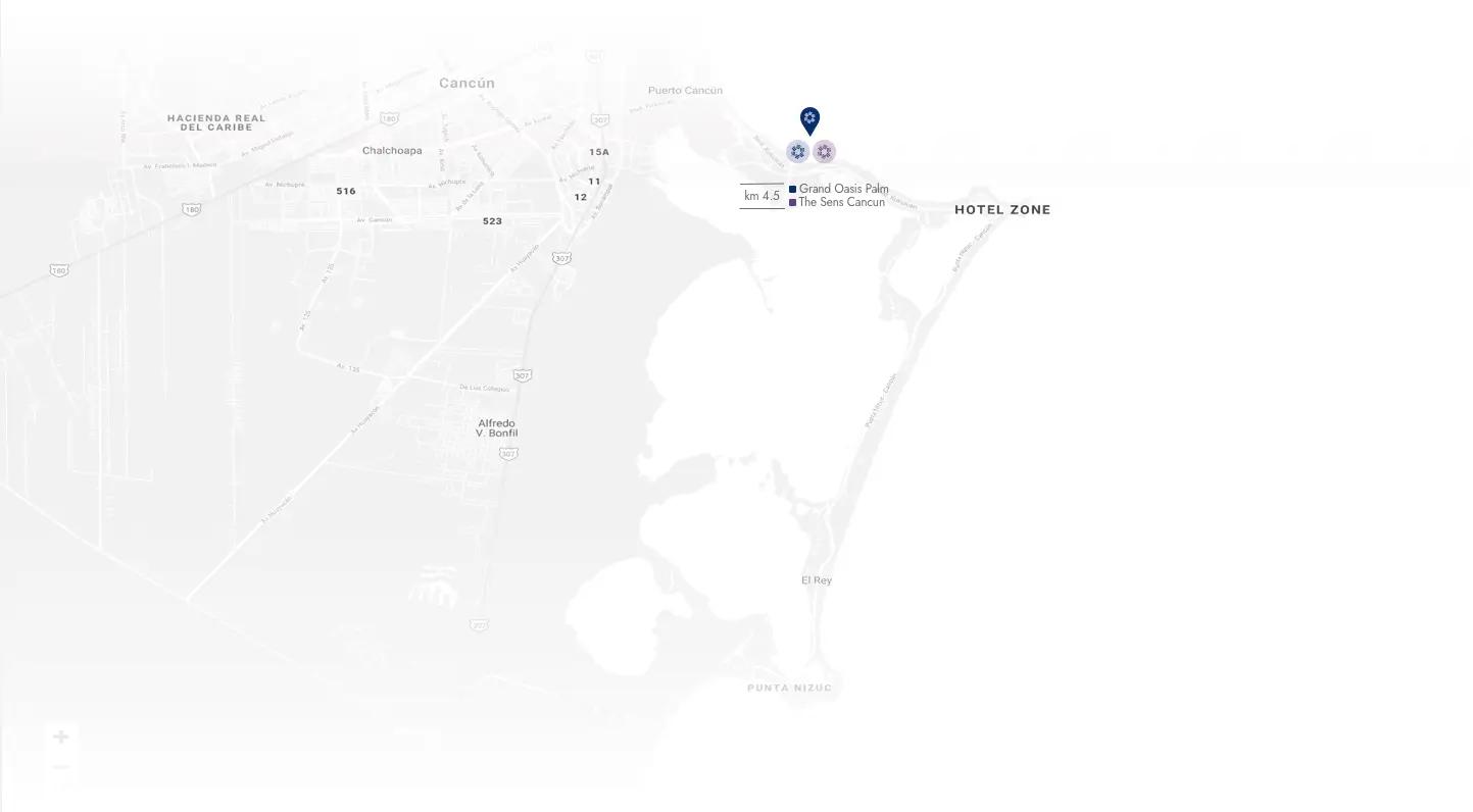 Mapa de ubicación del hotel Grand Oasis Palm